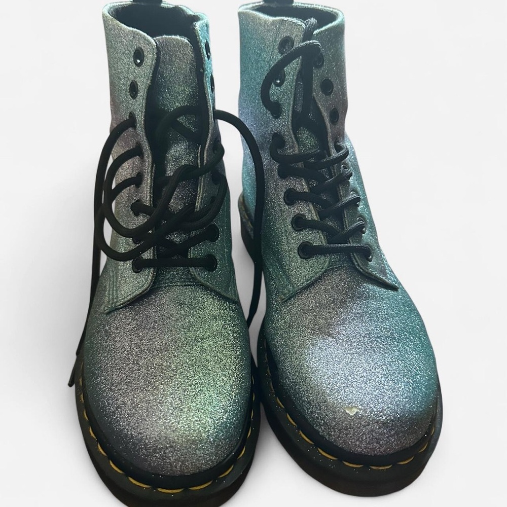Dr. Martens Pascal Glitter Boots – Blue Iridescent UK 6 / US 8